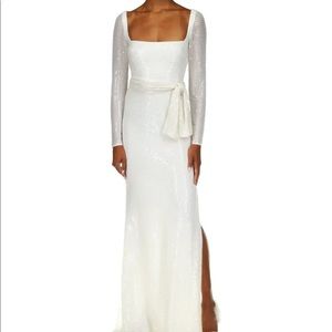 Badgley Mischka White Sequin Gown